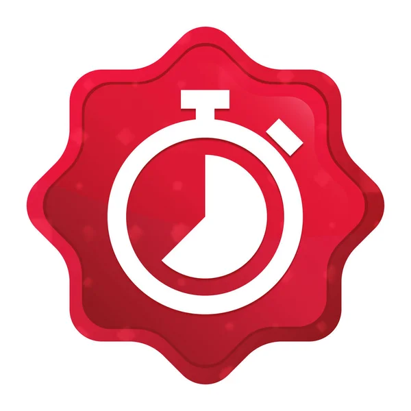 Icône chronomètre brumeux rose rouge étoile bouton autocollant — Photo