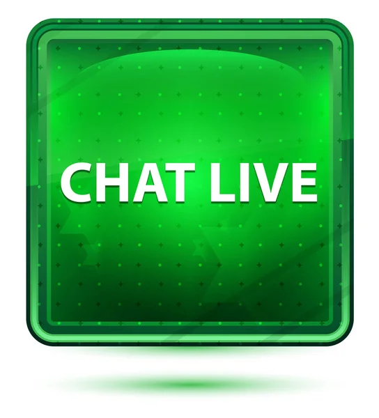 Chat Live Neon Luz Verde Botón Cuadrado —  Fotos de Stock