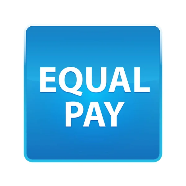 Equal Pay parlak mavi kare düğmesi — Stok fotoğraf