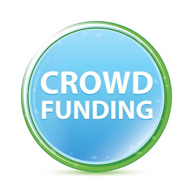 Crowd Funding doğal su cyan mavi yuvarlak düğme