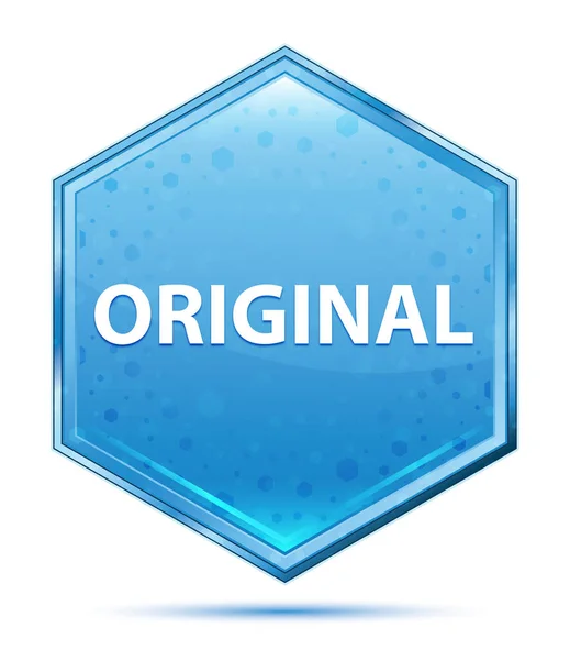 Оригінальна кнопка кристало-блакитного шестикутника — стокове фото