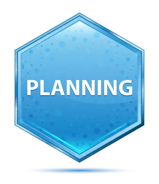 Planning crystal blue hexagon button — Stock Photo, Image