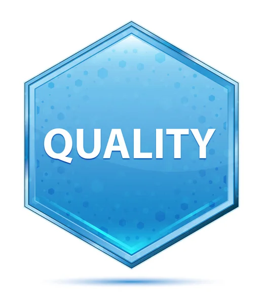 Quality crystal blue hexagon button — Stock Photo, Image