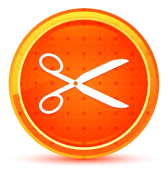Schere Symbol natürliche orange runde Taste — Stockfoto