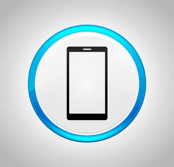 Smartphone icon round blue push button