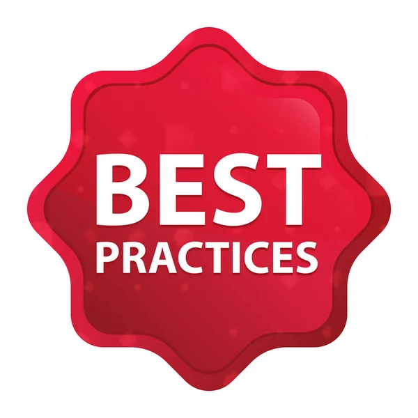 Best Practices misty rose red starburst sticker button — Stock Photo, Image