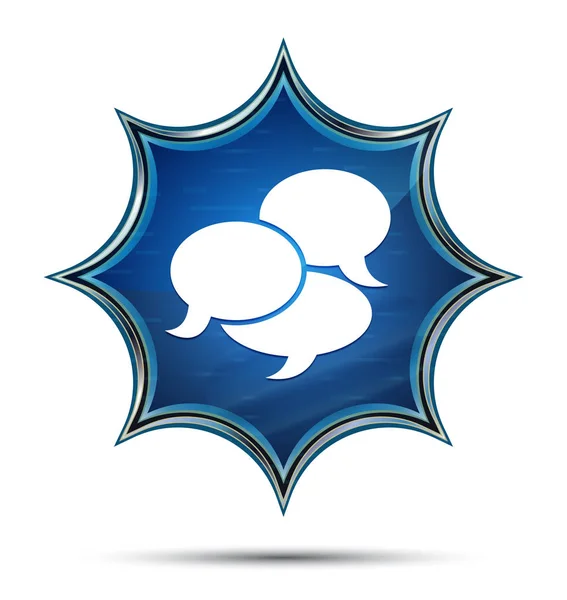 Conversation icon magical glassy sunburst blue button — Stock Photo, Image