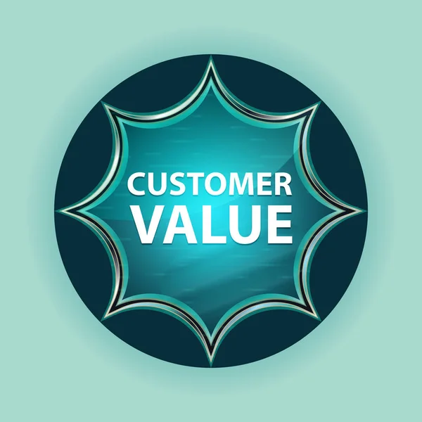Customer Value magical glassy sunburst blue button sky blue back