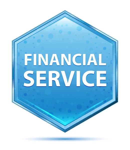 Financial Service kristal mavi altıgen düğmesi — Stok fotoğraf