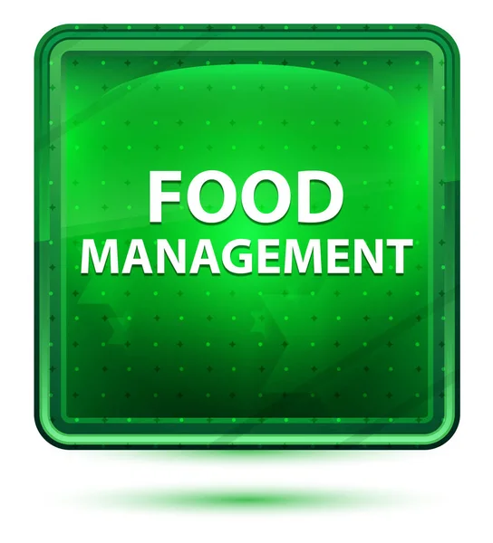 Food Management neon licht groene vierkante knop — Stockfoto