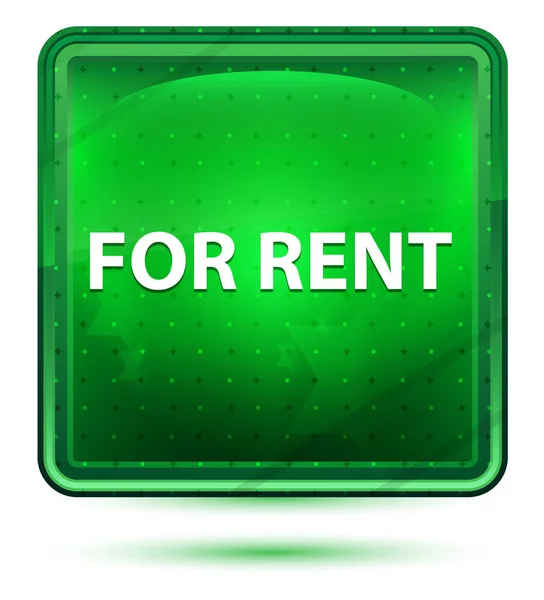 For Rent Neon Light Green Square Button — Stock Photo, Image