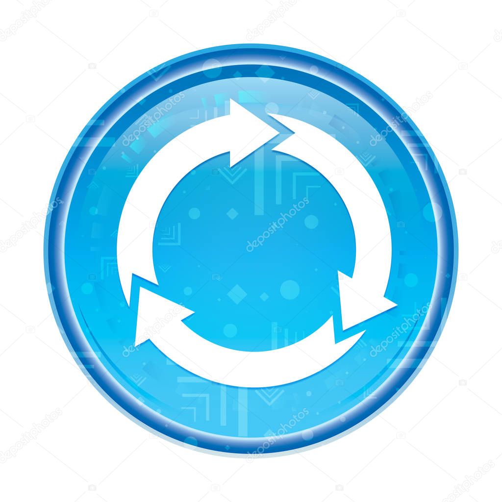 Refresh update icon floral blue round button