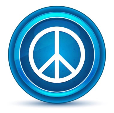 Barış işareti simgesi göz küresi mavi yuvarlak düğme