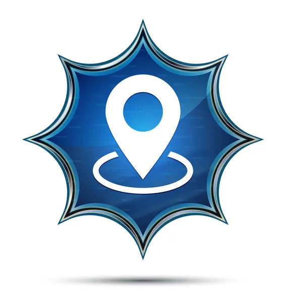 Map point icon magical glassy sunburst blue button — Stock Photo, Image