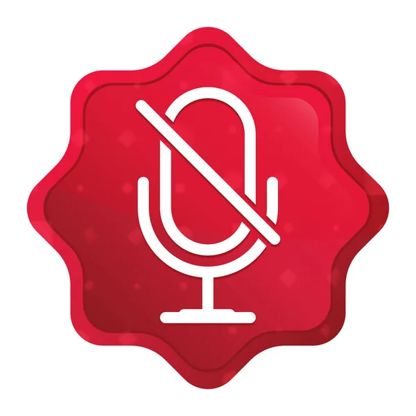 Ljud av mikrofonikonen dimmig Ros röd Starburst klistermärke knapp — Stockfoto