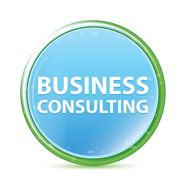 Business Consulting botón redondo azul aqua cyan natural —  Fotos de Stock