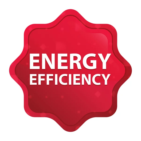 Energetická hospodárnost v mlhavé růžové tlačítko s červeným hvězdým štítkem — Stock fotografie