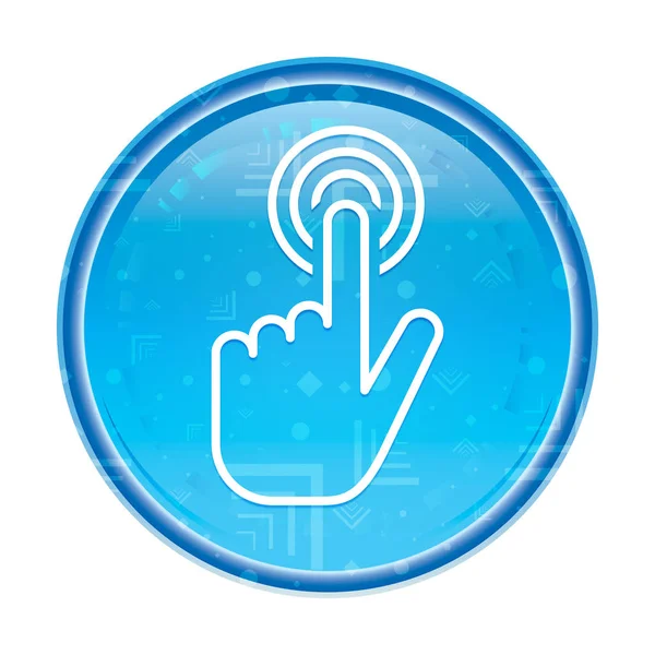 Hand cursor click icon floral blue round button