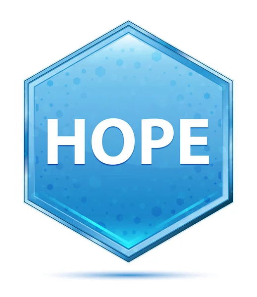 Nadzieja kryształ niebieski przycisk sześciokątny — Zdjęcie stockowe