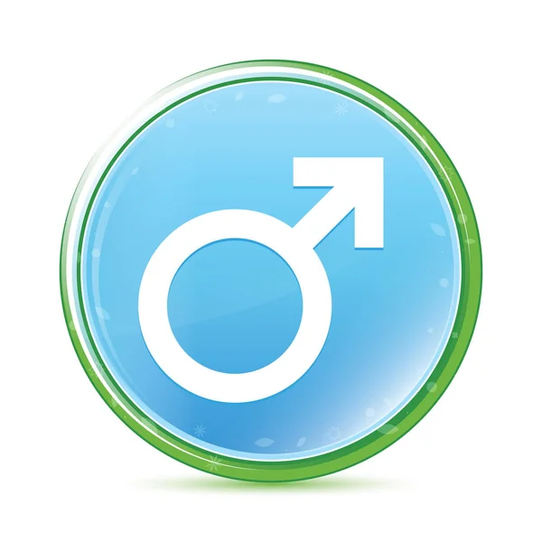 Male symbol icon natural aqua cyan blue round button — Stock Photo, Image