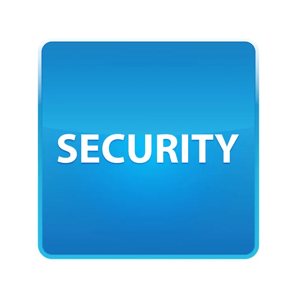 Säkerhet glänsande blå fyrkantig knapp — Stockfoto