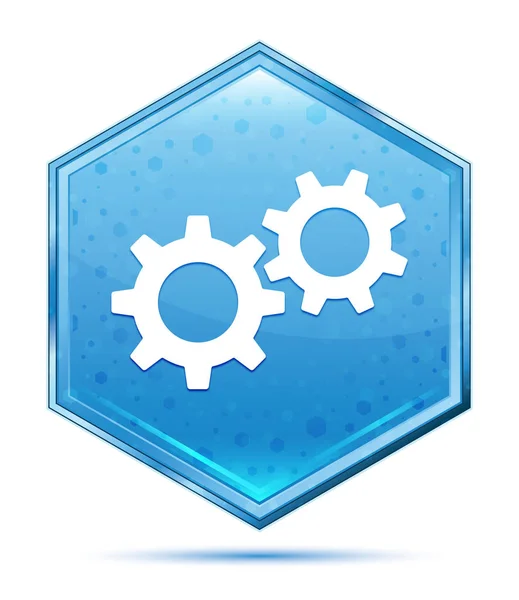 Inställningar process ikon kristallblå insexknapp — Stockfoto