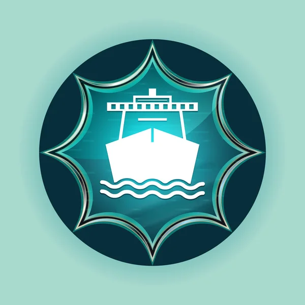 Ship icon magical glassy sunburst blue button sky blue backgroun — Stock Photo, Image