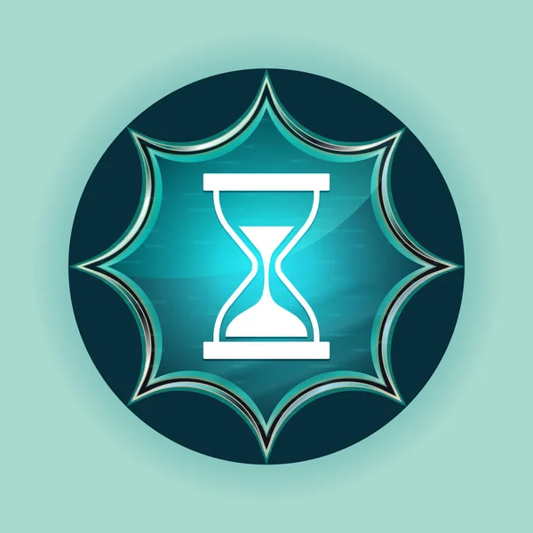 Timer sand hourglass icon magical glassy sunburst blue button sk — Stock Photo, Image