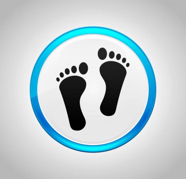 İnsan iki ayak izi simgesi yuvarlak mavi buton
