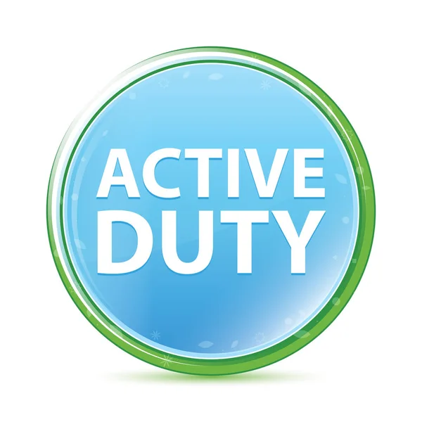 Active Duty Natural Aqua Cyan Blue Rundknopf — Stockfoto
