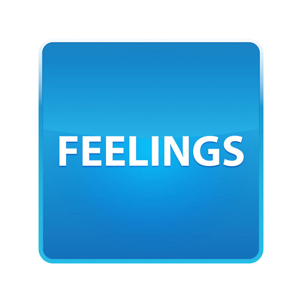 Feelings shiny blue square button