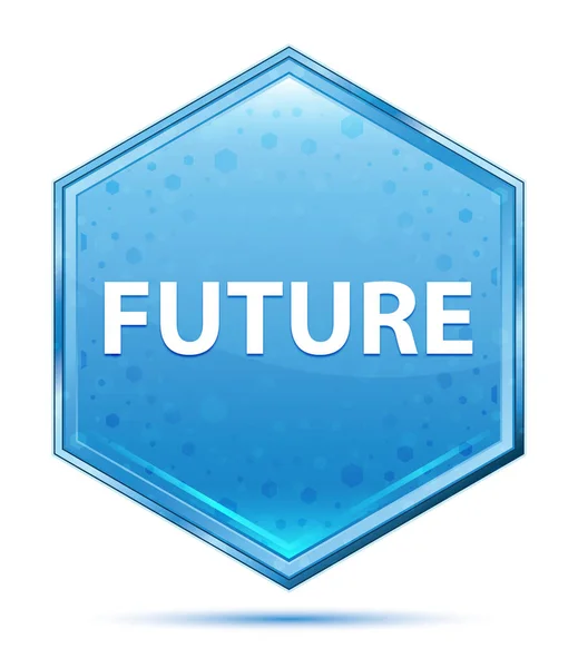 未来のクリスタルブルー六角形ボタン — ストック写真