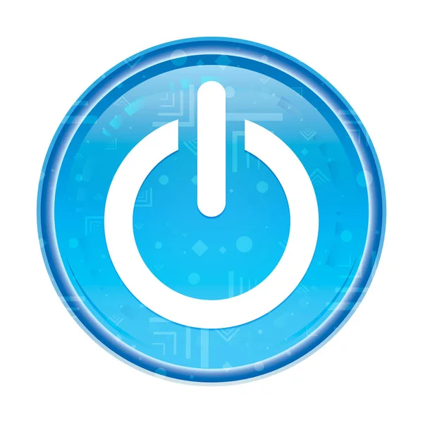 Power-Symbol blumiger blauer runder Knopf — Stockfoto