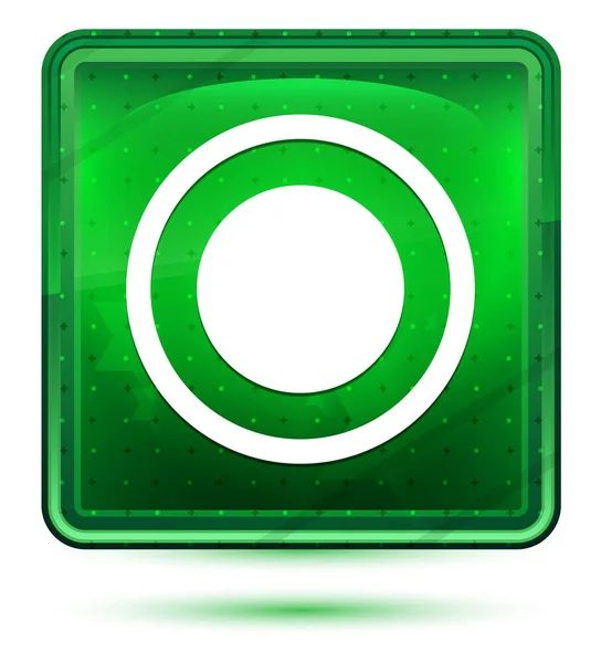 Reord icon neon light green square button — стоковое фото