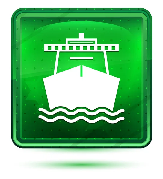Ship icon neon light green square button