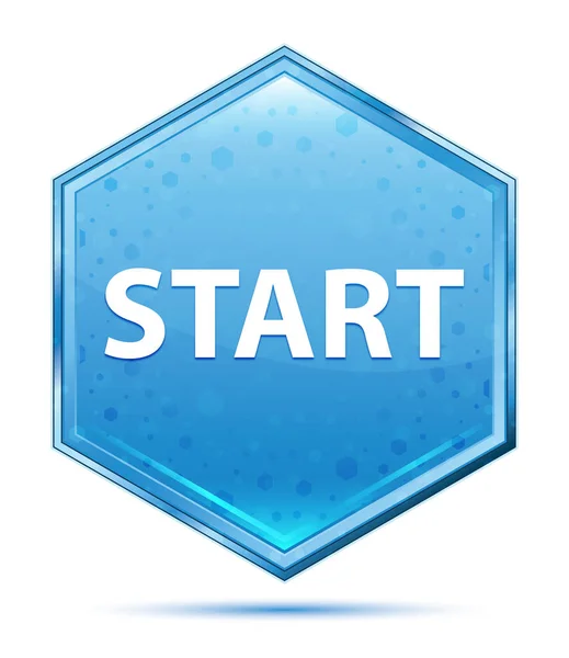 Start Crystal Blue Hexagon knop — Stockfoto
