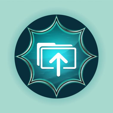 Upload dosyaları simgesi büyülü camsı güneş patlaması mavi düğme gökyüzü mavi b