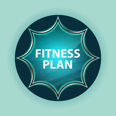 Fitness Planı büyülü camsı güneş patlaması mavi düğme gökyüzü mavi backgr