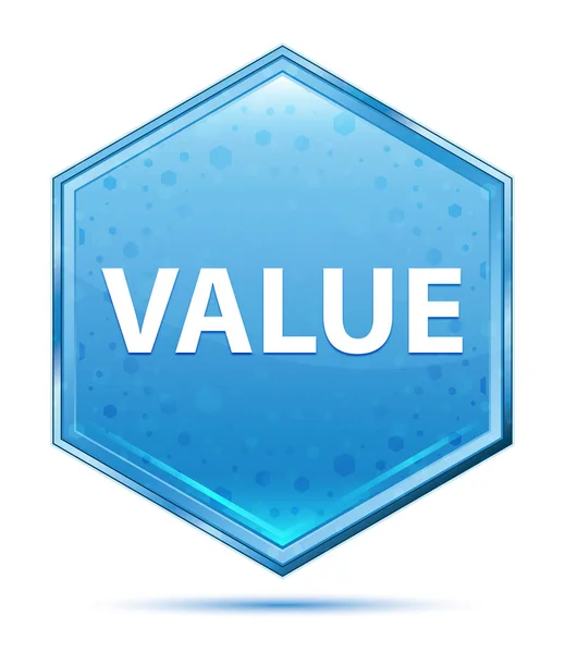 Value crystal blue hexagon button — Stock Photo, Image