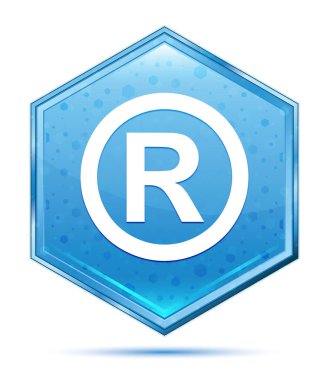 Kayıtlı sembol simgesi kristal mavi altıgen düğme