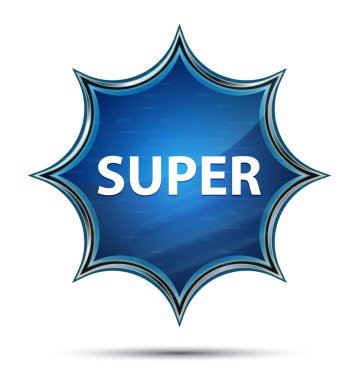 Süper büyülü camsı güneş patlaması mavi düğme