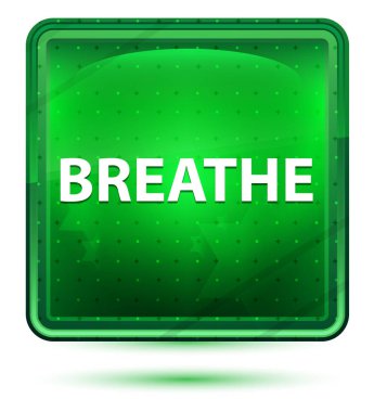 Breathe Neon Light Yeşil Kare Düğme