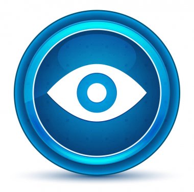 Göz simgesi göz küresi mavi yuvarlak düğme