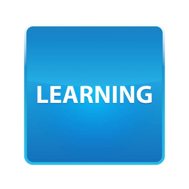 Öğrenme parlak mavi kare düğmesi