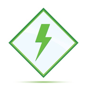 Yıldırım simgesi modern soyut yeşil elmas düğme