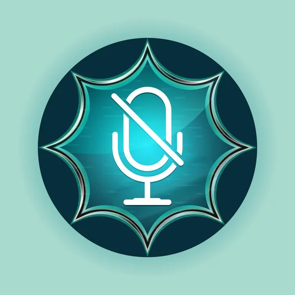 Mute icono micrófono mágico vidrio sunburst azul botón cielo blu —  Fotos de Stock