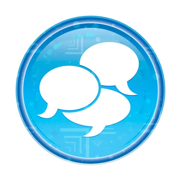 Conversation icon floral blue round button — Stock Photo, Image