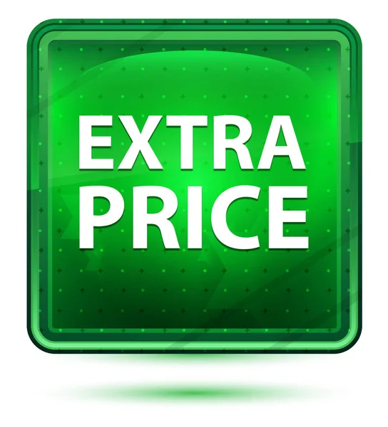 余分な価格ネオンライトグリーンの正方形ボタン — ストック写真