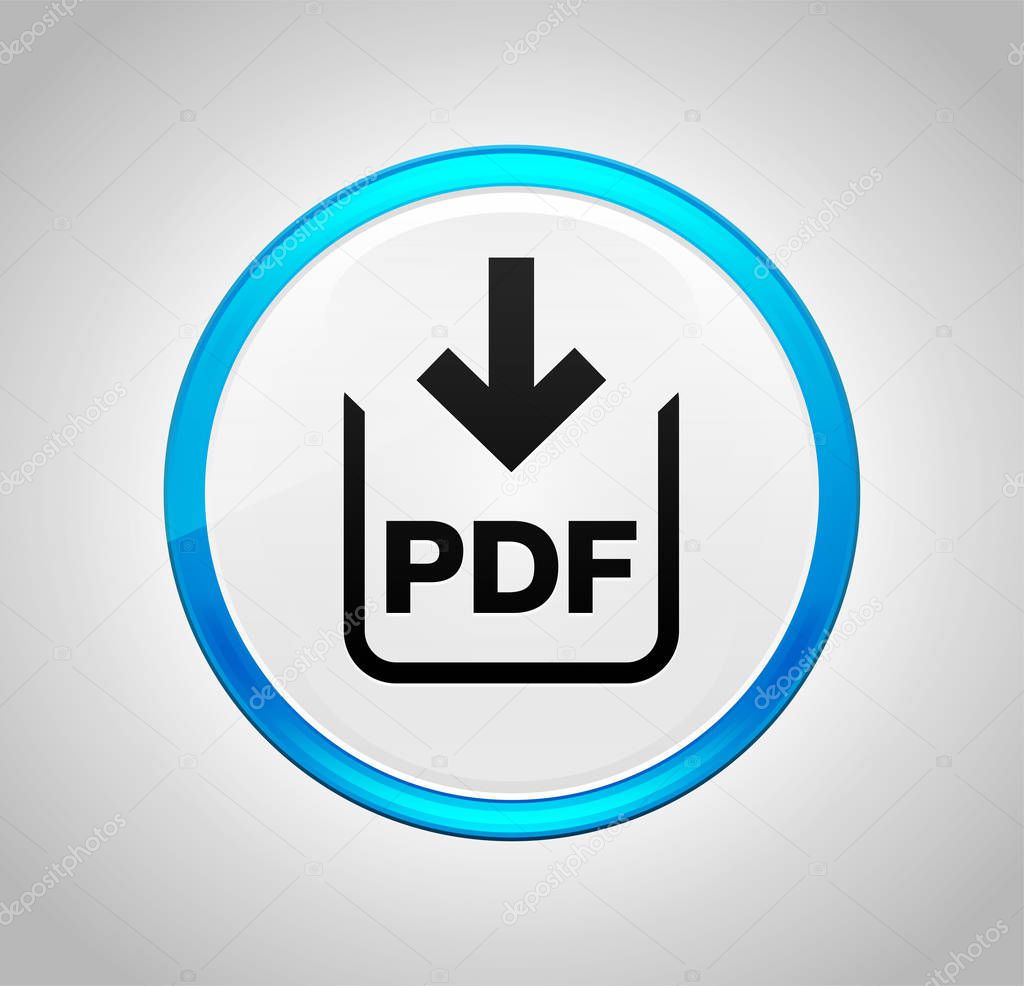 PDF document download icon round blue push button