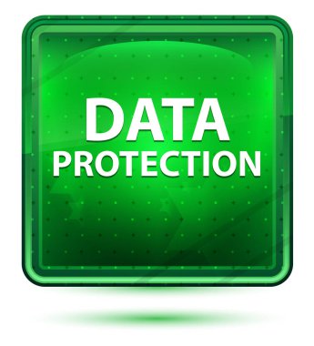 Veri Koruma Neon Işık Yeşil Kare Düğmesi